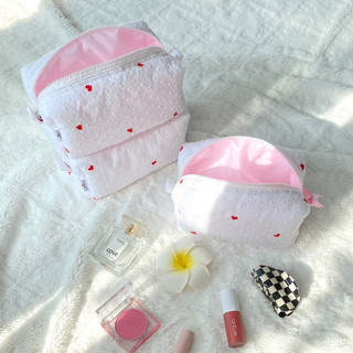 Pouch makeup, Hộp bút hình trái tim style coquette dễ thương