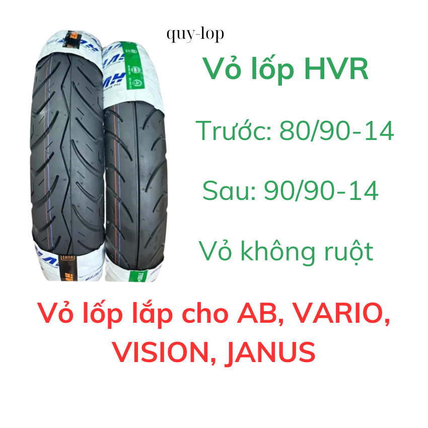 Vỏ lốp lắp cho xe AB, VARIO, VISION, JANUS mới 100%, không ruột, hãng HVR