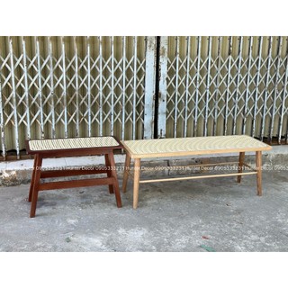 Ghế Băng Decor phối mây mắt cáo