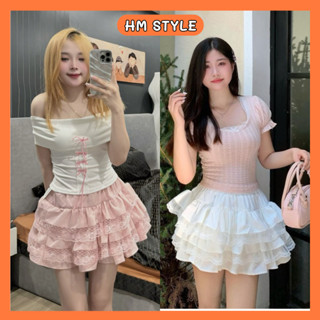 Chân váy nữ ren xếp tầng dáng xòe lưng chun cạp cao, váy chữ A dáng ngắn phong cách tiểu thư sexy CV390