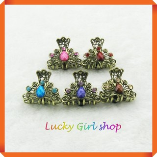 Kẹp Mái Càng Cua Hình Quạt Xoè Kim Loại Mạ Đồng Đính Đá Xinh Xắn Size 3cm - Giao Màu Ngẫu Nhiên - Lucky Girl shop