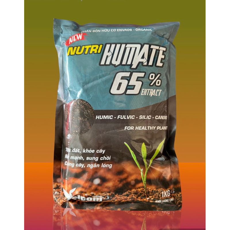 Phân Bón Hữu Cơ NUTRI HUMATE 65%(Humic-Fullvic-Silic-Canxi) Gói 1kg