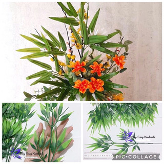 1 Cành Trúc nhân tạo bằng nhựa dẻo dài 37cm dùng cắm hoa, trang trí