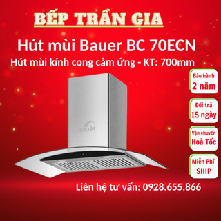 Máy hút mùi Bauer kính cong cảm ứng 70ECN, công suất hút mạnh, kiểu dáng hiện đại