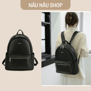 Balo unisex da màu đen đựng vừa a4, laptop 13.3 inch, macbook air, chất da cao cấp NÂU NÂU