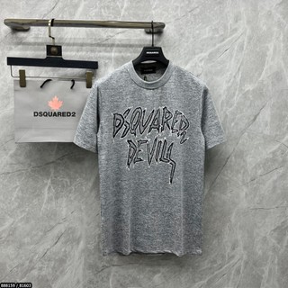 Áo Thun nam DSQ cao cấp màu xám chất cotton họa tiết in hình chữ hot new