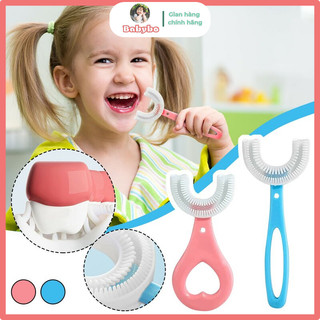 Bàn chải đánh răng hình chữ U lông bàn chải chất liệu silicon siêu mềm vệ sinh răng miệng 360 độ dễ dàng cho bé