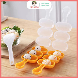  Bộ khuôn lắc 3 ngăn kèm thìa xới cơm tạo hình cơm nắm Bento kích thích bé ăn ngon miệng 