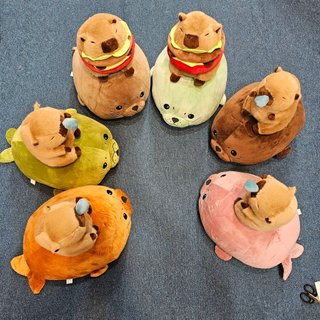 Gấu Bông Capybara trong Hải Cẩu 2 in 1 - Thú nhồi bông Capibara Chuột lang nước mũi và hamburger đáng yêu