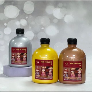 Màu Tô Tượng nhũ ánh kim chai 500ml loại pha sẵn cao cấp bóng mịn lấp lánh kèm nắp bật Hungacolor