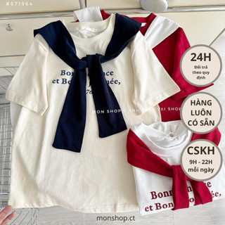 Áo thun thêu chữ bone kèm khăn quàng 11290 #671964
