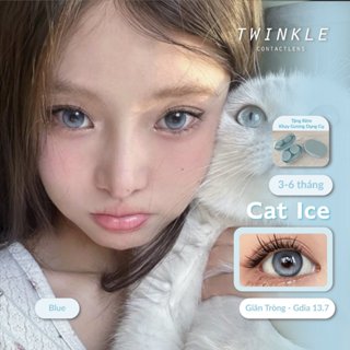 Kính áp tròng Cat Ice Blue xanh biển mắt mèo hiệu ứng tráng gương lens twinkle