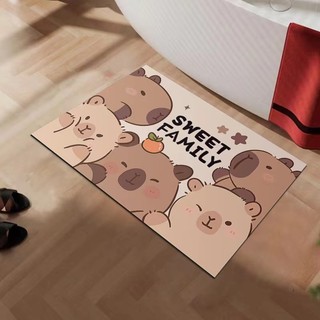 Thảm chùi chân họa tiết Capybara chống trượt thấm hút tốt 60x40cm