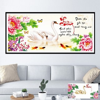 Tranh đính đá Vợ Chồng - VS085 (92x50cm), tranh chưa đính đá
