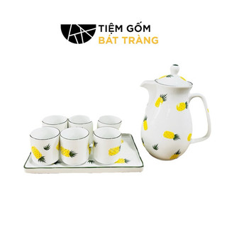 Bộ bình nước sứ 1500ml bình đựng nước hoạ tiết vẽ tay nhiều mẫu gốm sứ bát tràng cao cấp