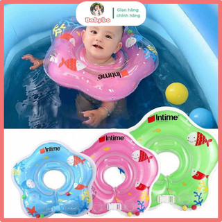 Phao bơi đỡ cổ có tay cầm kèm lục lạc chất liệu nhựa Viny nhiều màu sắc cho bé từ 0-2 tuổi
