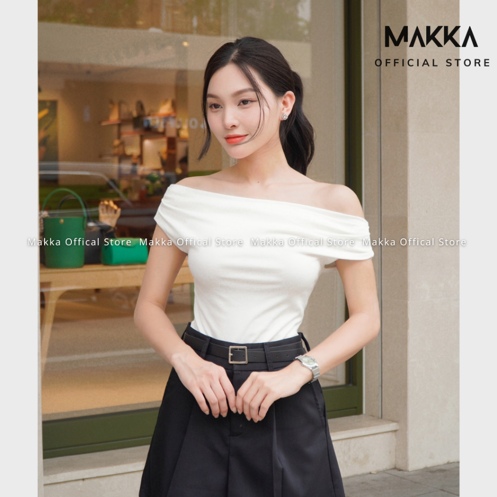 Áo kiểu trễ vai nữ phong cách tiểu thư thanh lịch chất co dãn from dáng siêu xinh ma855 | BigBuy360 - bigbuy360.vn