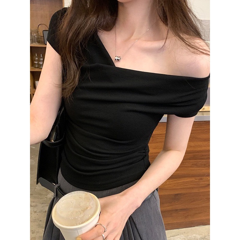 Áo kiểu trễ vai nữ phong cách tiểu thư thanh lịch chất co dãn from dáng siêu xinh ma855 | BigBuy360 - bigbuy360.vn