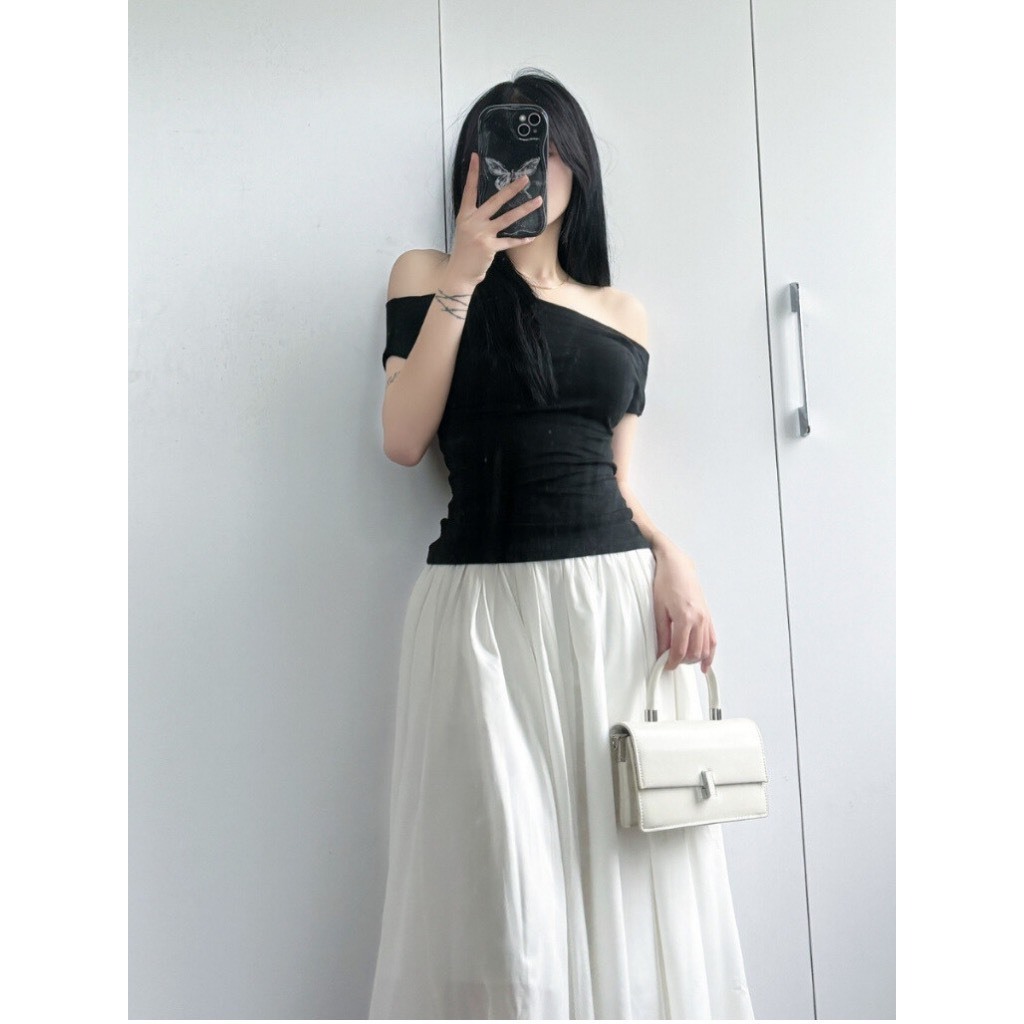 Áo kiểu trễ vai nữ phong cách tiểu thư thanh lịch chất co dãn from dáng siêu xinh ma855 | BigBuy360 - bigbuy360.vn