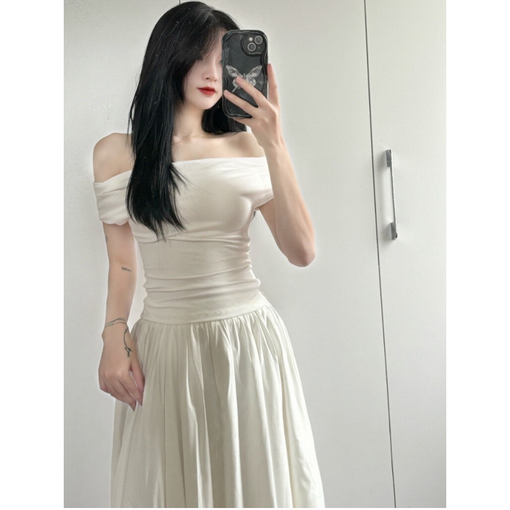 Áo kiểu trễ vai nữ phong cách tiểu thư thanh lịch chất co dãn from dáng siêu xinh ma855 | BigBuy360 - bigbuy360.vn