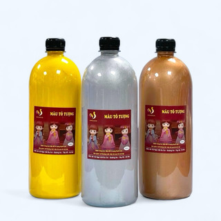 Màu tô tượng nhũ gốc acrylic HUNGACOLOR chai 1000ml loại pha sẵn kèm theo vòi nhấn và nắp bật HCMN04