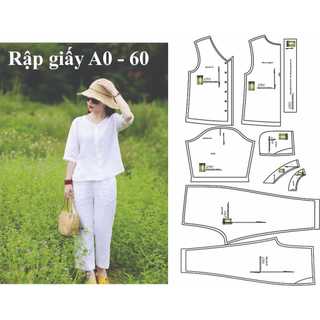 Rập giấy may bộ cổ tim mã 60 - BẢN VẼ