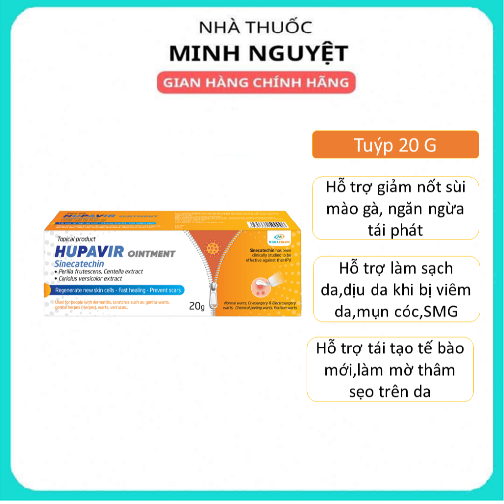 Kem Bôi Sùi Mào Gà Mụn Cóc HUPAVIR Ointment Giúp Giảm Viêm Da, Mụn Cơm 20g