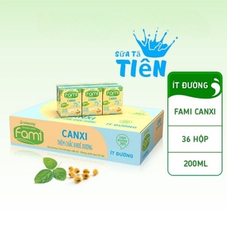 Sữa đậu nành Fami Canxi ít đường hộp 200ml (thùng 36 hộp)