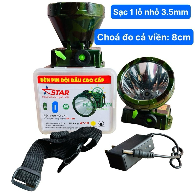 [Choá 8cm] Đèn pin đội đầu lính choá lớn 8cm - A7STAR