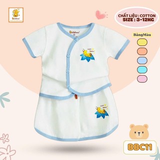Bộ sơ sinh ngắn tay cổ tim cài chéo cho bé BABIBOO - BBC11