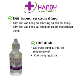 Cồn 70 và 90 độ y tế 50ml