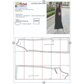 Rập giấy mã 1350 - rập đầm suông sát nách