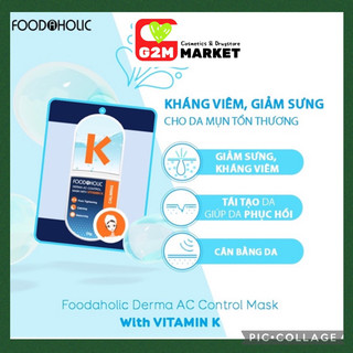 Mặt nạ tinh chất vitamin k tái tạo da foodaholic derma ac control mask with vitamin k 23g
