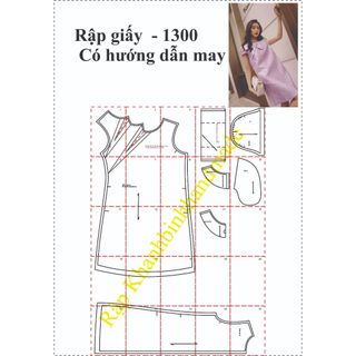 Rập giấy đầm suông mã 1300 (BẢN VẼ)