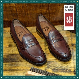 Giày tây nam penny loafer đế gỗ Phíp cao cấp, giày da thật màu nâu Coffee LFP_02B, bảo hành 24 tháng