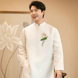 [Sen] Áo dài nam OAO hoạ tiết Sen thêu Ruy băng thủ công