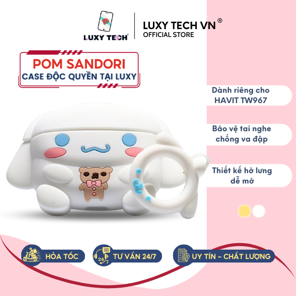 【ỐP POM SANDORI】Case Vỏ Ốp HAVIT TW967 Bao Đựng Tai Nghe Không Dây Bluetooth TrueWireless Cao Cấp, C