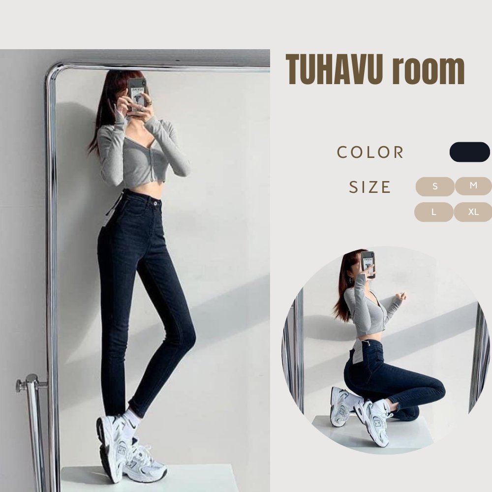 Quần jean ống bó cạp cao