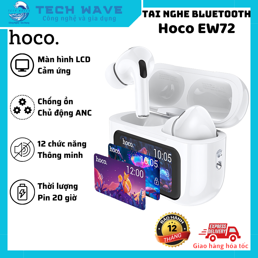 Tai nghe bluetooth Hoco EW72 - Màn hình cảm ứng thông minh - 12 chức năng tiện lợi - Chống ồn ANC
