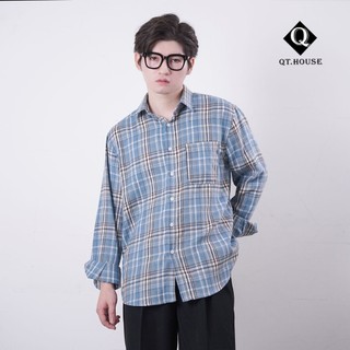 Áo Sơ Mi Nam Tay Dài Flannel Kẻ Caro Form Rộng QTSM04 Menswear Nam