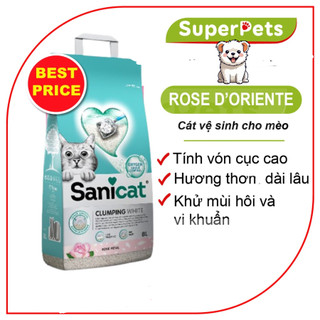 [ NEW ] Cát vệ sinh SANICAT ROSE 8L Mùi Hoa Hồng- Dạng vón