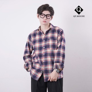 Áo Sơ Mi Nam Tay Dài Flannel Kẻ Caro Form Rộng QTSM07 Menswear Nam
