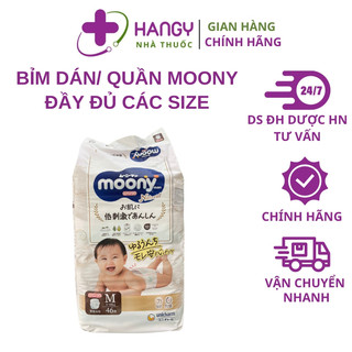 Bỉm dán/quần, tã cho bé Moony Nhật Natural đủ size chính hãng có tem phụ