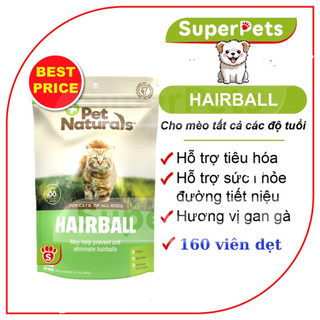 Hairball Viên nhai Pet Naturals Of Vermon trị búi lông cho Mèo - 160 viên Siêu Tiết Kiệm