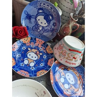 Thố tô chén dĩa hello kitty của sanrio gốm sứ nhât