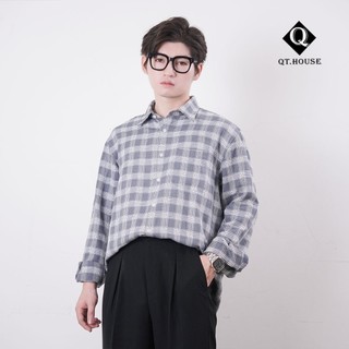 Áo Sơ Mi Nam Tay Dài Flannel Kẻ Caro Form Rộng QTSM05 Menswear Nam