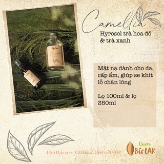 Toner trà xanh, trà hoa đỏ - camelia hydrosol toner camelia hydrosol for skincare giúp cấp ẩm, làm dịu nhẹ, thư giãn