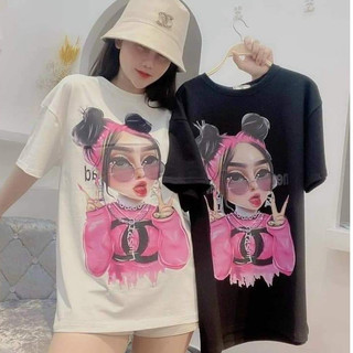 Áo phông unisex nam nữ in hình cô gái đeo kính chữ X - Áo thun tay lỡ unisex form rộng ulzzang phong cách Hàn Quốc 2024