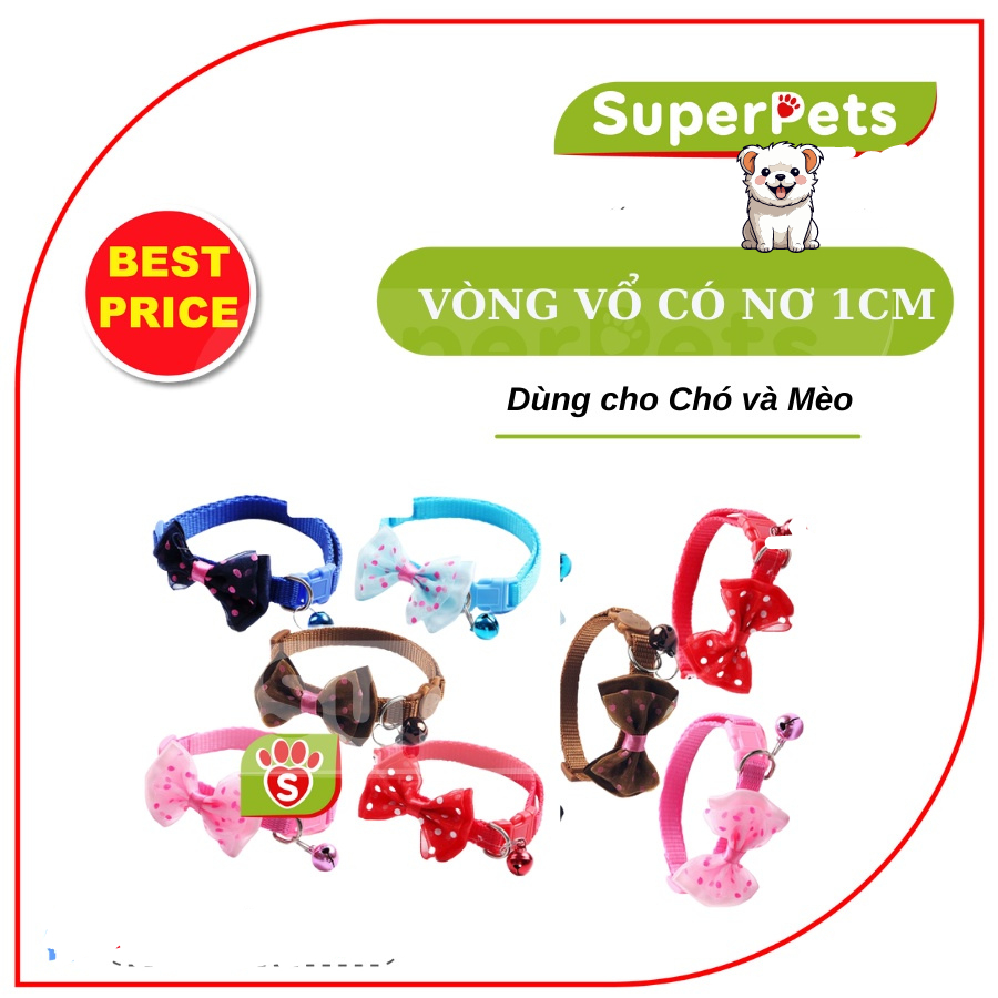 Vòng Cổ Có CHUÔNG [ KHÔNG NƠ] Cho Chó Mèo 1cm SUPERPETS VIỆT NAM