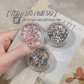 Xà cừ vụn mix nhũ tone Hàn, nhũ ẩn nail